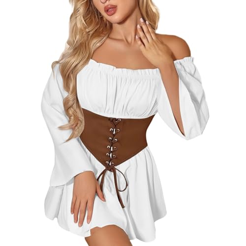 TYUIOP Damenkleider Sommer Mittelalter Kleidung Damen Renaissance Kleid Und Off Shoulder Bluse Gürtel Viktorianisches Kostüm Für Karneval Halloween Rotkäppchen Rock Gothic Kleider TYUIOP Damenkleider Sommer Mittelalter Kleidung Damen Renaissance Kleid Und Off Shoulder Bluse Gürtel Viktorianisches Kostüm Für Karneval Halloween Rotkäppchen Rock Gothic Kleider von TYUIOP
