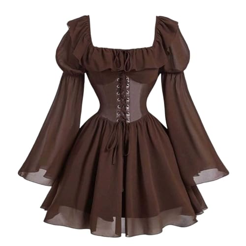 TYUIOP Sommerkleid Damen Lang Mittelalter Kleidung Renaissance Kleid Und Off Shoulder Bluse Gürtel Viktorianisches Kostüm Für Karneval Halloween Rotes Umhang Gothic Schwarz TYUIOP Sommerkleid Damen Lang Mittelalter Kleidung Renaissance Kleid Und Off Shoulder Bluse Gürtel Viktorianisches Kostüm Für Karneval Halloween Rotes Umhang Gothic Schwarz von TYUIOP