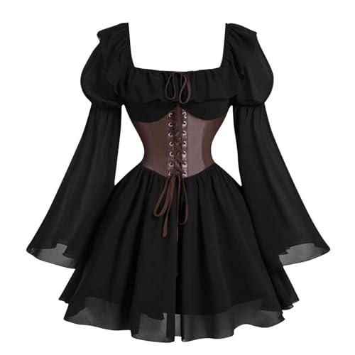 TYUIOP Sommerkleid Damen Lang Mittelalter Kleidung Renaissance Kleid Und Off Shoulder Bluse Gürtel Viktorianisches Kostüm Für Karneval Halloween Rotes Umhang Gothic Schwarz TYUIOP Sommerkleid Damen Lang Mittelalter Kleidung Renaissance Kleid Und Off Shoulder Bluse Gürtel Viktorianisches Kostüm Für Karneval Halloween Rotes Umhang Gothic Schwarz von TYUIOP
