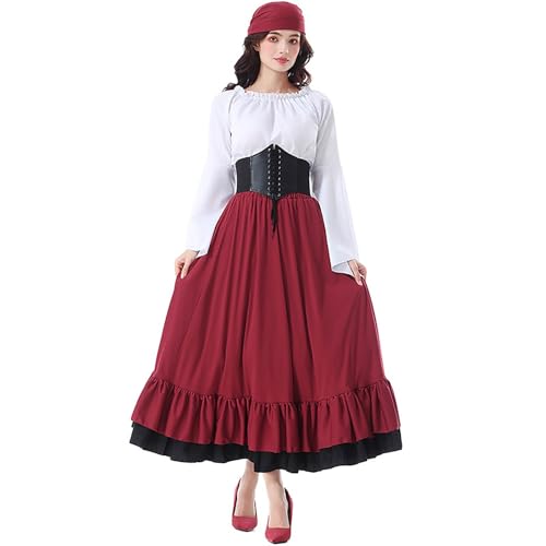 mittelalter kostüm für damen, renaissance viktorianisches kleid, mittelalter kleidung accessoires mit ausgestellten ärmeln und hoher taille, gothic retro kleid karneval halloween mittelalter kostüm für damen, renaissance viktorianisches kleid, mittelalter kleidung accessoires mit ausgestellten ärmeln und hoher taille, gothic retro kleid karneval halloween von TYUIOP