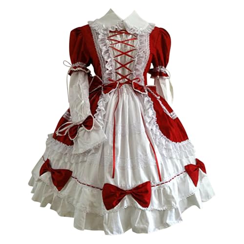 Renaissance Kleid Damen Retro Mittelalter Halloween Kurzarm Partykleid Hohe Taille V-Ausschnitt Kleidr Vintage Abendkleider Rock Retro Steampunk Gothic Kleidung Bequem Lang Damenkleid von TYUNBD