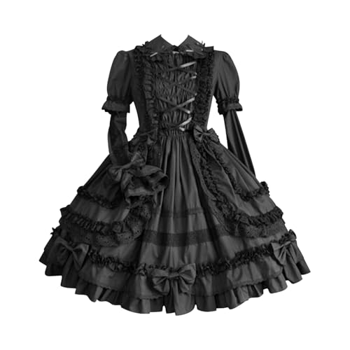 Renaissance Kleid Damen Retro Mittelalter Halloween Kurzarm Partykleid Hohe Taille V-Ausschnitt Kleidr Vintage Abendkleider Rock Retro Steampunk Gothic Kleidung Bequem Lang Damenkleid von TYUNBD