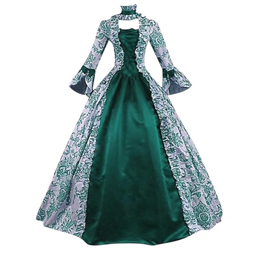 TYUNBD Mittelalter Kleidung Damen Halloween Gothic Kostüm Steampunk Retro Hofkleid Gespleißtes Vintage Palastkleid Lang Kleid mit Quadratischem Ausschnitt Ballkleider Elegant Bequem Ballkleid von TYUNBD