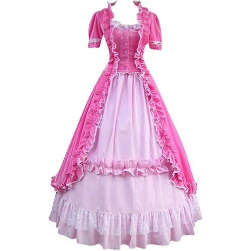 TYUNBD Mittelalter Kleidung Damen Renaissance Gothic Kleid Maxikleid Retro Kostüm Halloween Karneval Kostume Faschingskostüme Vintage Cocktailkleid Court Ballkleider Klassische Maxikleid von TYUNBD