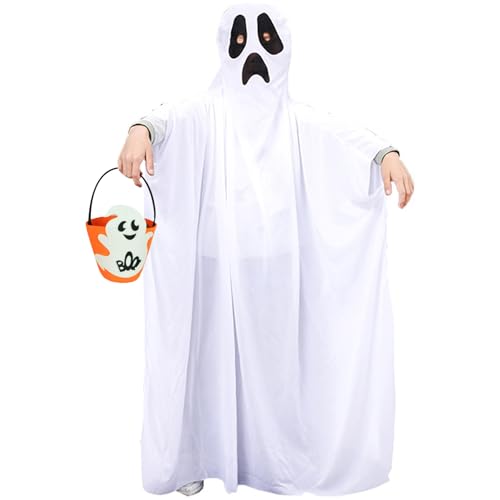 TYXHXTF Halloween Geister Kostüm Kinder, Weißes Gespenst Kostü, Geister Umhang für Halloween Süßes oder Saures, Karneval Geisterumhang Cosplay für Kinder und Erwachsene von TYXHXTF