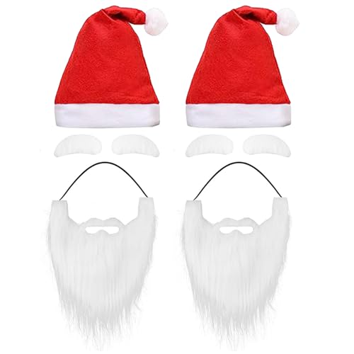 TYXHXTF Weihnachtsmütze, Weihnachtsmann Bart, Weihnachtsmann Kostüm Accessoires für Erwachsene Unisex für Weihnachten von TYXHXTF