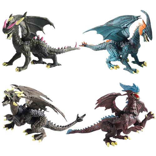 4 Stück Drachen-Spielzeugfiguren – Mini Drachen Figuren Drachen Action Figuren Spielzeug Drachen Kuchendekoration Drachen Figuren Spielzeug Set Drachen Actionfiguren Toy für Kinder Geburtstags von TYXPWXKW