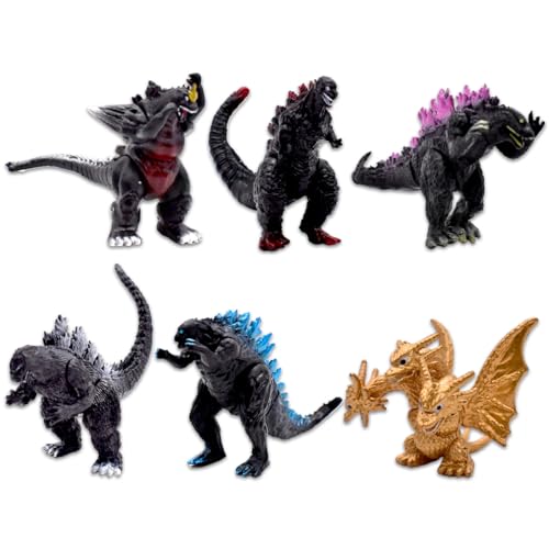 MPQDFG Godzilla Figuren 6 Stück Mini Dinosaurier Figuren Set Monster Tortendeckel Cartoon Dekoration Action Figur Spielzeug Dino Modelle für Kinder Geschenk Home Decor von MPQDFG