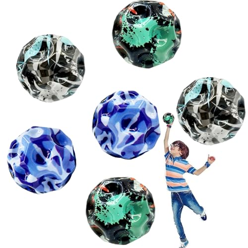 TZEKING 6 Stück Moon Ball,7 cm Hohe Springender Gummiball,Hüpfende Bälle in 6 Farben,Leicht zu Greifen,Geschenke für Jungen und Mädchen,Geeignet für Erwachsene zum Stressabbau von TZEKING