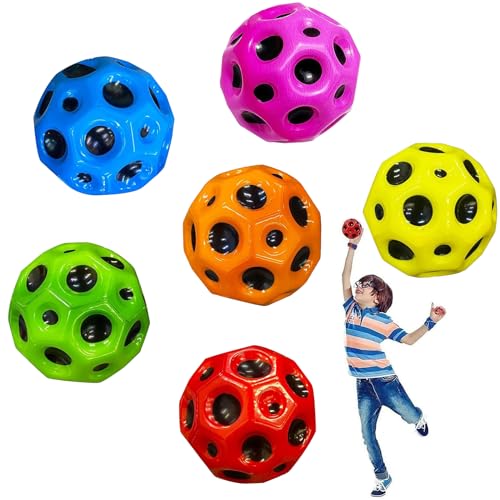 TZEKING 6 Stück Moon Ball,7 cm Hohe Springender Gummiball,Hüpfende Bälle in 6 Farben,Leicht zu Greifen,Geschenke für Jungen und Mädchen,Geeignet für Erwachsene zum Stressabbau von TZEKING