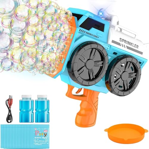 TZEKING Seifenblasenpistole,139 Löcher Seifenblasenmaschine für Kinder,Seifenblasenmacher mit Licht,Bubble Machine Automatische,Gatling Bubble Machine,Bubble Gun,Seifenblasenmaschine Gun Kinder von TZEKING