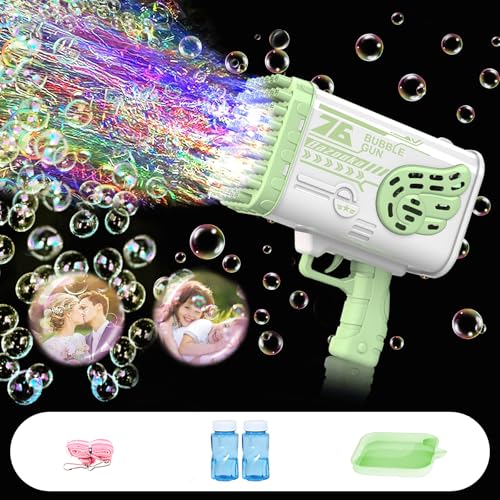 TZEKING Seifenblasenpistole,76 Löcher Seifenblasenmaschine für Kinder,Seifenblasenmacher,Bubble Machine Automatische,Gatling Bubble Machine,Bubble Gun,Seifenblasenmaschine Gun Kinder von TZEKING