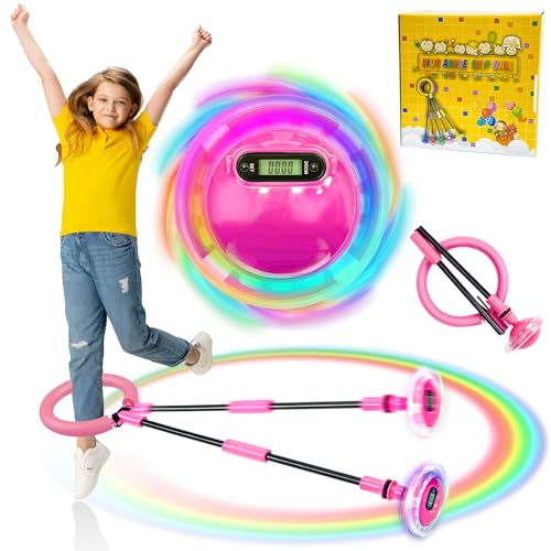 TZEKING Springring Fußkreisel,Kinder Blinkender Springring Fußkreisel,Swing Wheel mit Lichtrad,Zähler,Timer,Kalorienzähler,Faltbarer Ankle Skip Ball,Geschenke für Mädchen 6-12 Jumping Ball (Rosa) TZEKING Springring Fußkreisel,Kinder Blinkender Springring Fußkreisel,Swing Wheel mit Lichtrad,Zähler,Timer,Kalorienzähler,Faltbarer Ankle Skip Ball,Geschenke für Mädchen 6-12 Jumping Ball (Rosa) von TZEKING