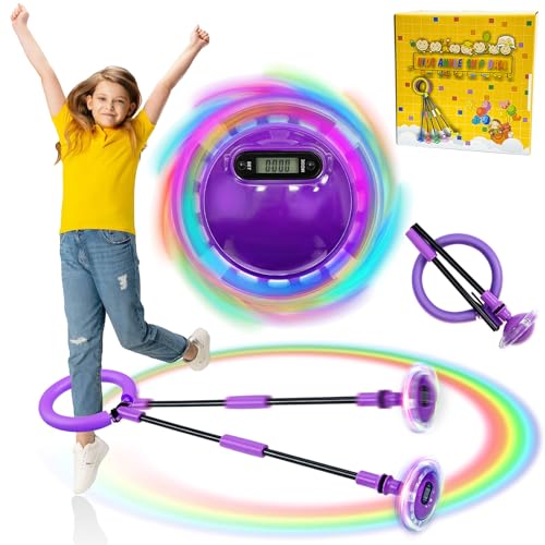 TZEKING Springring Fußkreisel,Kinder Blinkender Springring Fußkreisel,Swing Wheel mit Lichtrad,Zähler,Timer,Kalorienzähler,Faltbarer Ankle Skip Ball,Geschenke für Mädchen 6-12 Jumping Ball (Lila) TZEKING Springring Fußkreisel,Kinder Blinkender Springring Fußkreisel,Swing Wheel mit Lichtrad,Zähler,Timer,Kalorienzähler,Faltbarer Ankle Skip Ball,Geschenke für Mädchen 6-12 Jumping Ball (Lila) von TZEKING