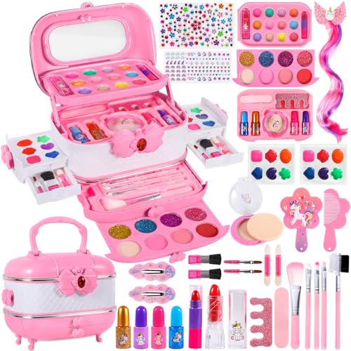 Makeup Set Schminkkoffer Mädchen - Waschbar Schminke Kinder Make Up Set Mädchen Spielzeug, Schminke Halloween Weihnachts Geburtstag Geschenke für Prinzessin 3 4 5 6 7 8 9 10 11 Jahre von TZPAUG