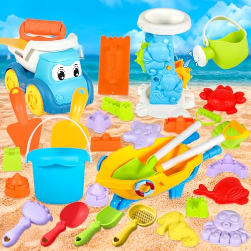 Sandspielzeug Set für Kinder,30 Stück Sandspielzeug Set, Sandspielzeug Strand, Sand Toys Kids Set, Sandkasten Set mit Eimer, Schaufel, Sandformen, Gießkanne, für Kinder Jungen Mädchen von TZPAUG