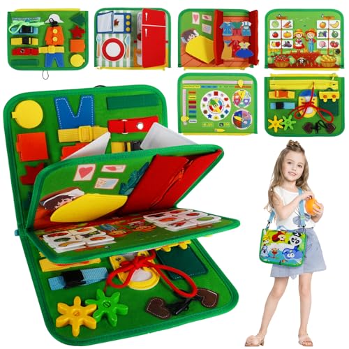 Busy Board Montessori Spielzeug ab 1 2 3 4 Jahre Kleinkinder, Aktivitätsbrett sensorisches Lernspielzeug für Babys,Activity Board Motorikspielzeug, Reisespielzeug Geschenk für Jungen Mädchen von TZPAUG