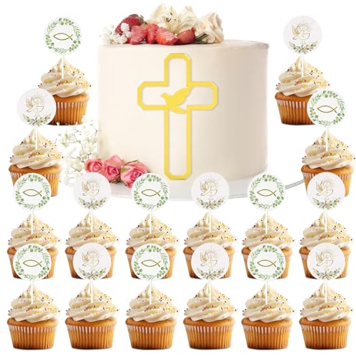 TZQFROCE 37 Stück Tortendeko Kommunion Kommunion Deko Cake Topper Kommunion Kuchen Deko Kommunion Erstkommunion deko Tischdeko konfirmation für Hochzeit Geburtstag Party Kommunion von TZQFROCE