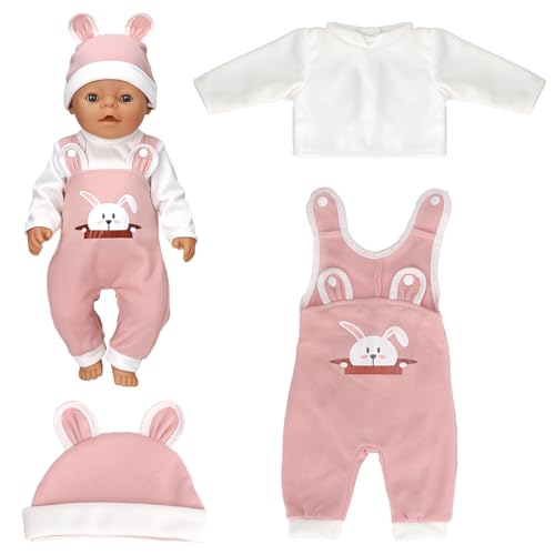 TZQFROCE Kleidung Outfits für Baby Puppen Puppenkleidung 35-45 cm Newborn Baby Puppe Kleidung Zubehör mit Hut Langarm Hose Geschenk für Kinder Mädchen Jungen - Hasen von TZQFROCE