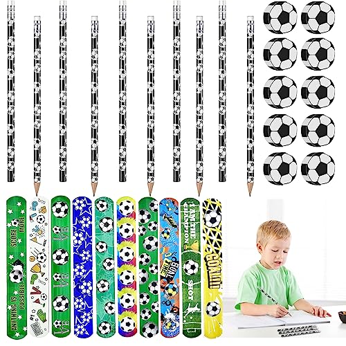 TZQFROCE 10 Stück Bleistift mit Radiergummi 10 Stück Mini Fußball Radiergummis 10 Stück Fußball Schnapparmband Fussball Deko Geburtstag Kinder Fußball Party Mitgebsel von TZQFROCE