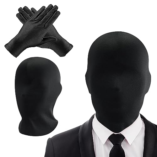 TZQFROCE 2 Stück Vollgesichtsmaske Halloween Schwarz Vollgesichtsmaske Spandex Kopfmaske Halloween Unisex Gesichtslose Maske Kopfmaske für Halloween Party Kostüm Cosplay (Tiefschwarz) von TZQFROCE