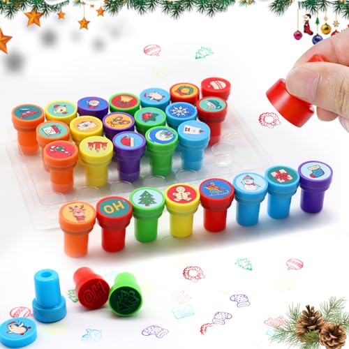 TZQFROCE 26 Stück Stempel Kinder Weihnachts Selbstfärbende Stempelset Kinder Stempelset Weihnachten Mini Stempel Kinder Set für Kinder ab 2 Jahre Mitgebsel Kindergeburtstag von TZQFROCE