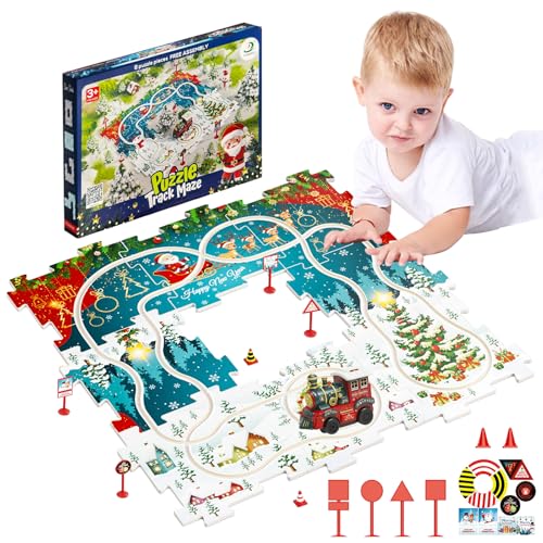 TZQFROCE Weihnachtszug Set Weihnachtszug Eisenbahn Schienen Zug Set Weihnachtszug Spielzeug Kinder ab 2 3 4 5 6 Jahren von TZQFROCE