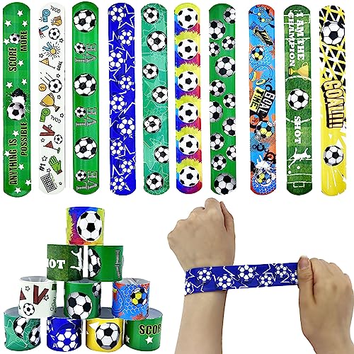 TZQFROCE Fußball Schnapparmbänder Kinder 10 Stücke Fußball Armband 21.8*3cm Fussball Schnapparmband Fußball Party Mitgebsel Kinder Lichtechtheit für Junge Mädchen Geburtstag Party von TZQFROCE