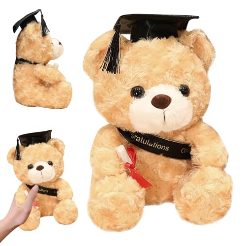 TZQFROCE Teddybär Plüschtier Abschluss Teddybär Bachelor Geschenk Abitur Geschenke Bestandene Prüfung Geschenk für Mädchen Jungen Abschluss Gratulation Schule Geschenk - 23cm von TZQFROCE