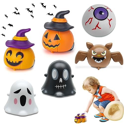 TZQFROCE 6 Stück Halloween Spielzeugauto Set Mini Kürbis Zurückziehen Aufziehauto Spielzeugauto Set Halloween Zurückziehen Spielzeug für ab 2-5 Jahre Kinder Ueberraschung Party Geschenk von TZQFROCE