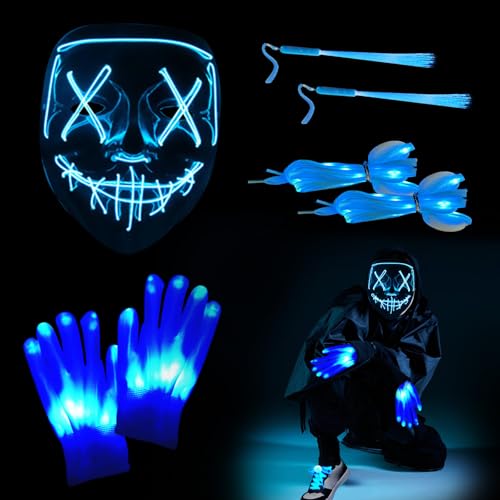 TZQFROCE Halloween Maske Halloween Maske Leuchtende Set LED Grusel Maske Mehrere Leuchtmodi Kostüm Neon Ma-ske, für Halloween, Fasching & Karneval TZQFROCE Halloween Maske Halloween Maske Leuchtende Set LED Grusel Maske Mehrere Leuchtmodi Kostüm Neon Ma-ske, für Halloween, Fasching & Karneval von TZQFROCE