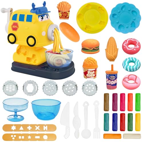 TZQFROCE Knete Dough Set für Kinder 37 Stück Knete Set Spielzeugautos DIY Knetwerkzeug Autos Knete Zubehör Set Geschenke für Kinder Jungen Mädchen ab 2 3 4 5 Jahre von TZQFROCE