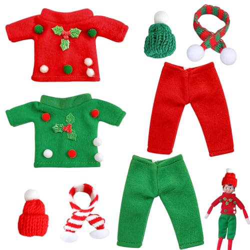 TZQFROCE Puppen Zubehör Set Weihnachten Elf Puppe Kostüm Zubehör Wichtel Kleidung Miniatur Weihnachten Elf Puppe Zubehör Set für Weihnachten Decoration von TZQFROCE