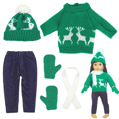 TZQFROCE Weihnachten Puppe Kleidung Kostüm Zubehör 5-teiliges Puppenbekleidung Mini Weihnachtspullover Mütze Schal setgrün Weihnachts Weihnachtspuppen Zubehör für Kinder TZQFROCE Weihnachten Puppe Kleidung Kostüm Zubehör 5-teiliges Puppenbekleidung Mini Weihnachtspullover Mütze Schal setgrün Weihnachts Weihnachtspuppen Zubehör für Kinder von TZQFROCE