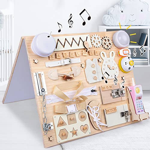 Montessori Beschäftigtes, Beidseitig Busy Board Montessori Holz Lernspielzeug Früherziehung Grundlegende Lebensfertigkeiten&Feinmotorik für Kleinkinder Kinderspielzeug Geschenk Toy Montessori Beschäftigtes, Beidseitig Busy Board Montessori Holz Lernspielzeug Früherziehung Grundlegende Lebensfertigkeiten&Feinmotorik für Kleinkinder Kinderspielzeug Geschenk Toy von TZUTOGETHER