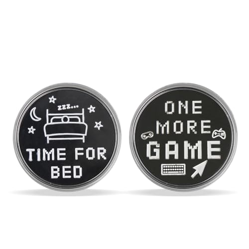 Tabanzhe Funny Destiny Flip Coins - Double Sided Gaming Novelty Coin, Decision Maker Coin - "One More Game" und "Go To Bed" Pocket Hug Tokens für Freund Freundin (Schwarz) von Tabanzhe