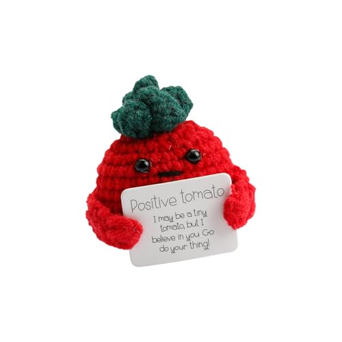 Tabanzhe Positive Puppe, lustige Tomatengeschenke, gestrickte Tomatenpuppe mit Motivationskarte, Glück, Taschenumarmungspuppe, emotionale Unterstützung, Abschlussgeschenke für sie, ihn, Freunde, von Tabanzhe