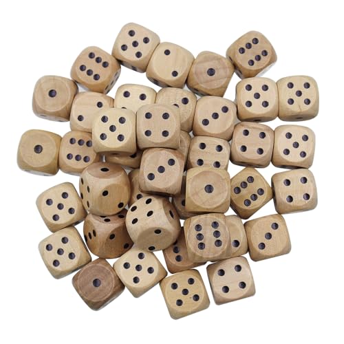 40 Stück 16mm Würfel Holz 6 Seitig Spielwürfel Holz Würfelspiel Würfel Holz Standard Spielwürfel für Brettspiele Tischkartenspiele Brettspiel Kartenspiel Partyspiel von TaboSI