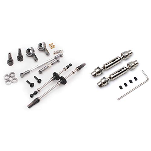 Tacell 1 Set RC Auto Ersatzteile Metall Vorne Hinten Antriebswelle & 1 Set Metall Vorne Hinterachse Lenkstange Servo Zugstange von Tacell