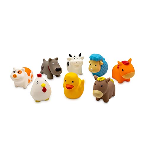 TACHAN - Tasche 8 Badefiguren - Bauernhoftiere - Badewannenspielzeug - Weiches und weiches Material - Einfach zu verstauen und zu transportieren (CPA Toy Group 756T00810) von Tachan