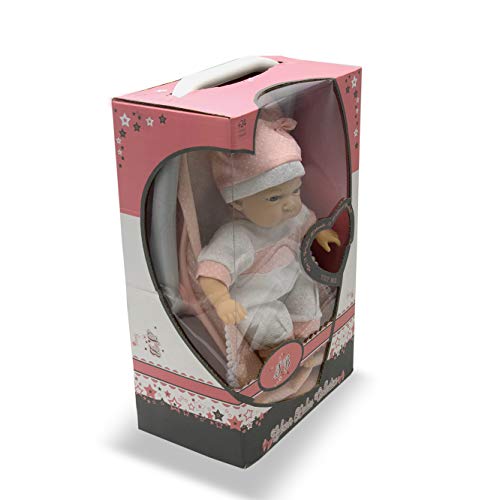 Tachan - Puppe mit weichem Körper 30 cm in Wanne und rosa Babysäckchen 12 verschiedene Geräusche (781T00436) von Tachan