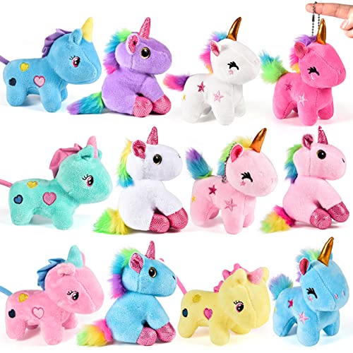 12Stk 10cm Einhorn Kuscheltier Schlüsselbund Plüschtier Schlüsselanhänger Einhorn Mitgebsel Kindergeburtstag Gastgeschenke Einhorn Spielzeug Geschenk für Kinder Mädchen 3 4 5 6 7 Jahre(Schlüsselbund) von Tacobear