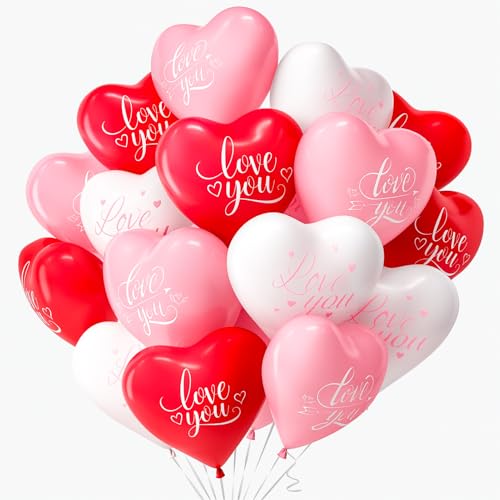 30 Stück Herzluftballons Rot Rosa Weiße Herz Latexballons 12-Zoll Herz Helium Luftballons Herzform Latexballons für Valentinstag Heiratsanträge Verlobung Hochzeitsdeko Geburtstag Party Deko von Tacobear