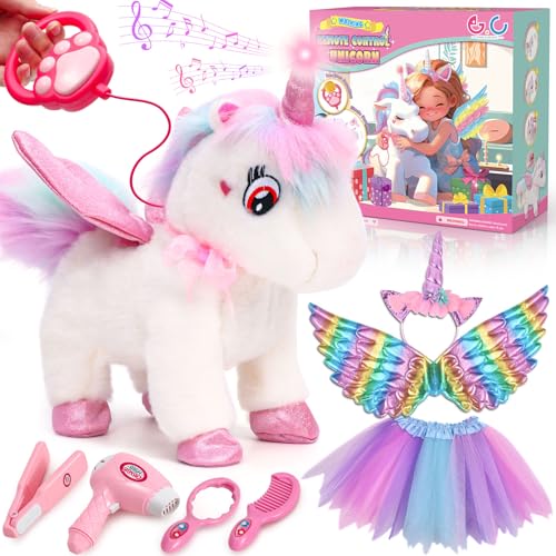 Einhorn Geschenke für Mädchen 3 4 5 6 Jahre Kuscheltier Einhorn Spielzeug Haustier Interaktives Elektrischer mit Ferngesteuerter Leine Einhorn Kostüm Kinder Geburtstag Geschenk Mädchen ab 3 Jahren von Tacobear