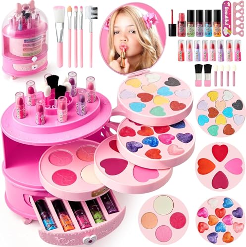 Kinderschminke Set Mädchen Schminkkoffer Spielzeug, Waschbar Schminke Kinder Make Up Kit, Prinzessin Geburtstags Weihnachts Geschenke für Mädchen 3 4 5 6 7 8 9 10 11 12 Jahre von Tacobear