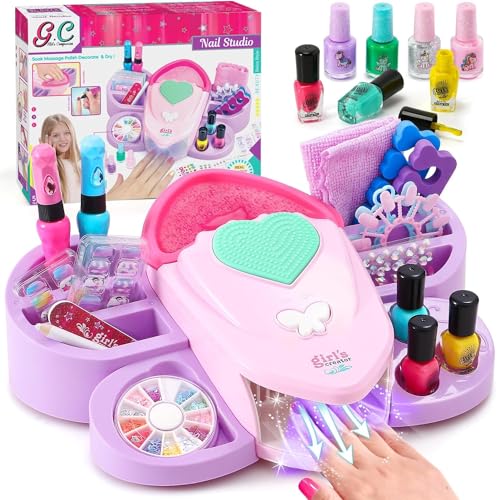 Nagelstudio Kinder Mädchen Spielzeug Geschenk 6 7 8 9 10 11 12 Jahre Nageltrockner Peel Off Nagellack Press On Nagelsticker Nageldesign Nagelset Maniküre Hand-Spa Set Geburtstag Geschenke für Mädchen von Tacobear