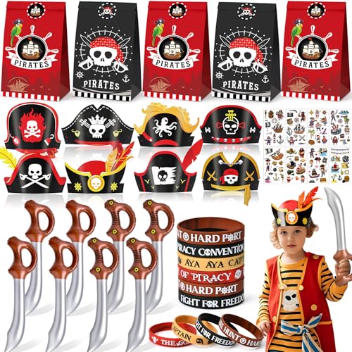 Piraten Mitgebsel Kindergeburtstag Gastgeschenke Junge mit Piratenhut Aufblasbares Spielzeug Geschenktüten Tattoo Sticker Armbänder Party Zubehör Pinata Füllung Give Aways Mitbringsel Kindergeburtstag von Tacobear