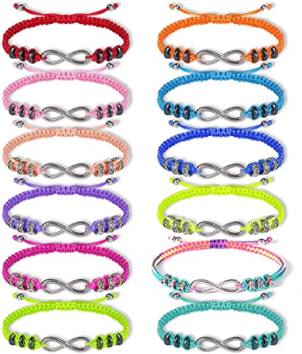 Tacobear 12 Stück Infinity Armband Damen Freundschaftsarmband Mädchen Handgemacht Geflochten Armbänder mit Unendlichkeit Symbol Freundschaft Schmuck Geschenk für Kinder Frauen von Tacobear