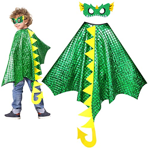 Tacobear Dinosaurier Kostüm Kinder Dinosaurier Cosplay Umhang mit Dino Kostüm Dinosaurier Maske Kapuzenumhang Halloween Karneval Weihnachtskostüme für Jungen Mädchen 3 4 5 6 7 8 Jahre (A) von Tacobear