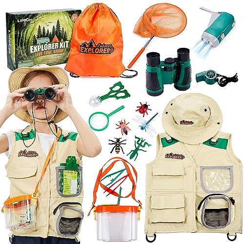 Forscherset Entdecker für Kinder Entdeckerspielzeug Outdoor Adventurer Explorer Set mit Lupe Fernglas Schmetterlingsnetz Becherlupe Abenteuer Kit Draußen Spielzeug Geschenk Kinder Jungen 3 4 5 6 7 von Tacobear